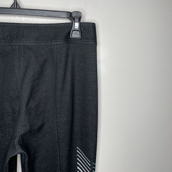 MONSE Pants Womens 2 Black Stretch Denim Ankle Zip Flare Green Side Stripe - Picture 5 of 12